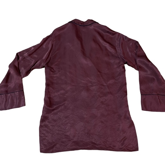 Aritzia Wilfred Maroon Silky Long-sleeve Button Up Top | Sz S - Picture 5 of 5